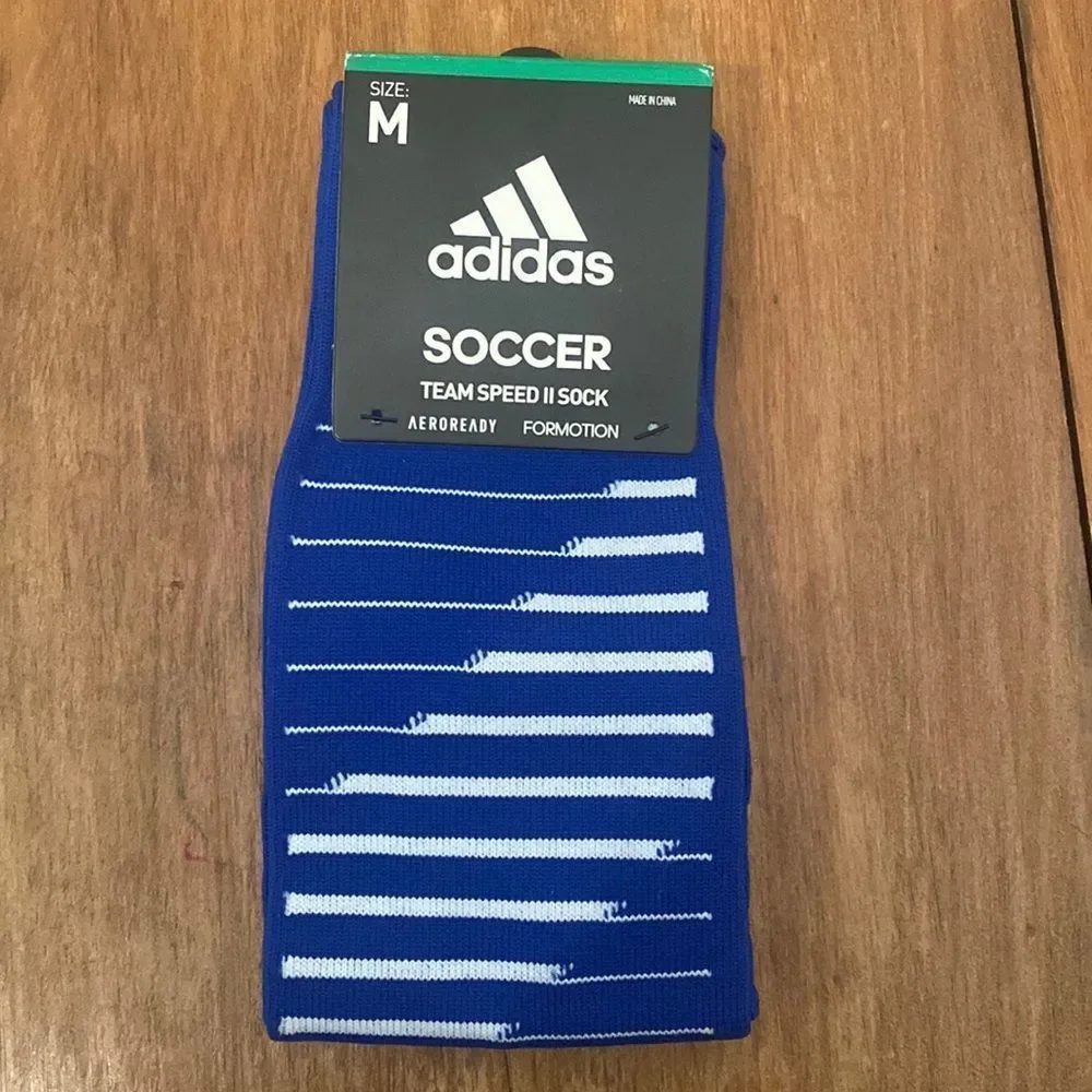Adidas Blue and Grey Soccer Socks Size Medium
